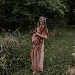 Elegant Velvet Maternity Dress